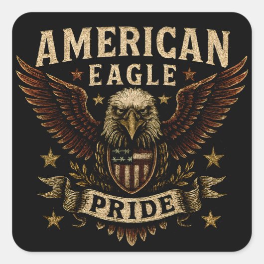 American Eagle Pride – Bold USA Freedom スクエアシール (正面)