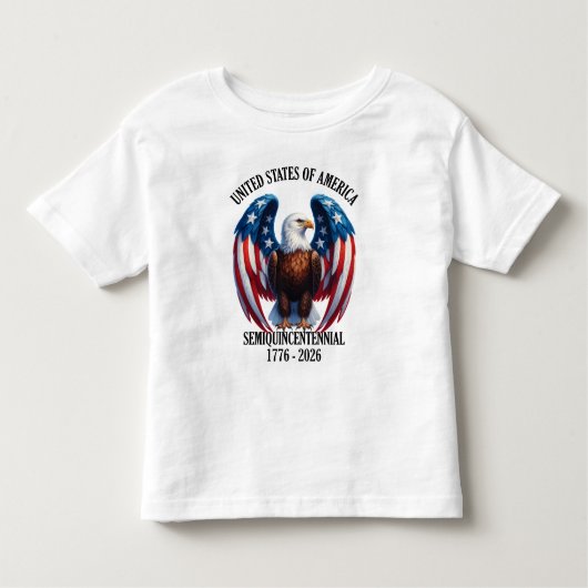 American Eagle with Flag Wings 1776-2026 トドラーTシャツ (正面)