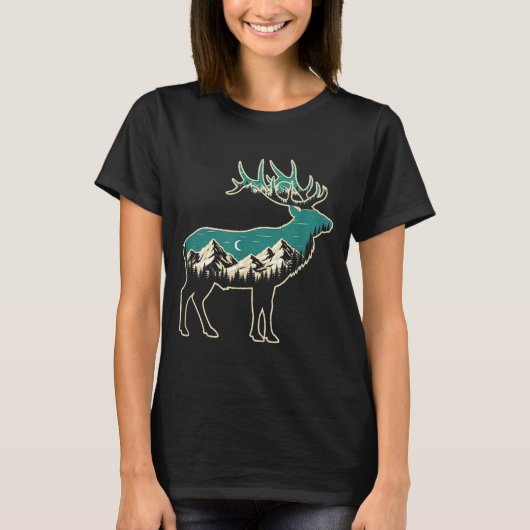 American Elk Lover Dad Retro Hunting Tシャツ (正面)