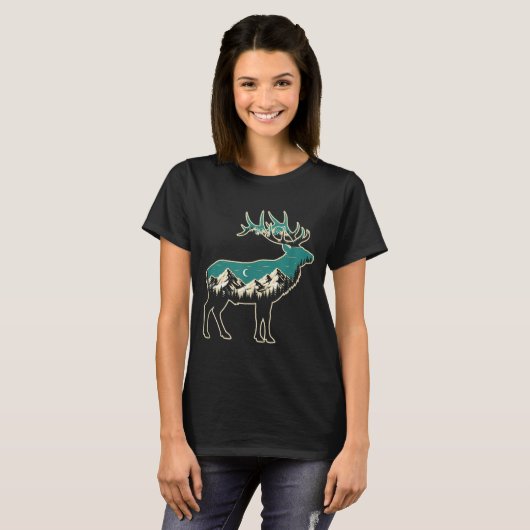 American Elk Lover Dad Retro Hunting  Tシャツ (正面フル)