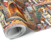 American English Foxhound Christmas Lights  ラッピングペーパー (ロールコーナー)