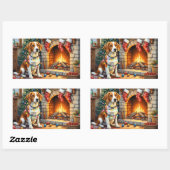 American English Foxhound Christmas Lights  長方形シール (シート)