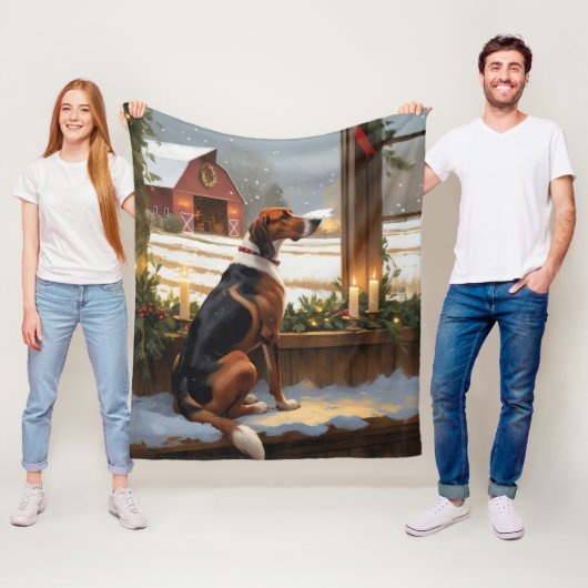 American English Foxhound Christmas Lights Holiday フリースブランケット (インサイチュ)