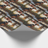 American English Foxhound Christmas Lights Holiday ラッピングペーパー (角)