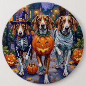 American English Foxhound In Halloween Costumes 缶バッジ (正面)