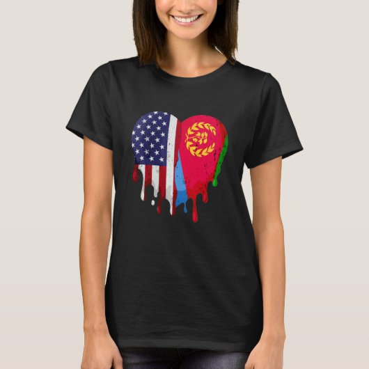 American Eritrean Heritage Month Eritrea Flag Hear Tシャツ (正面)