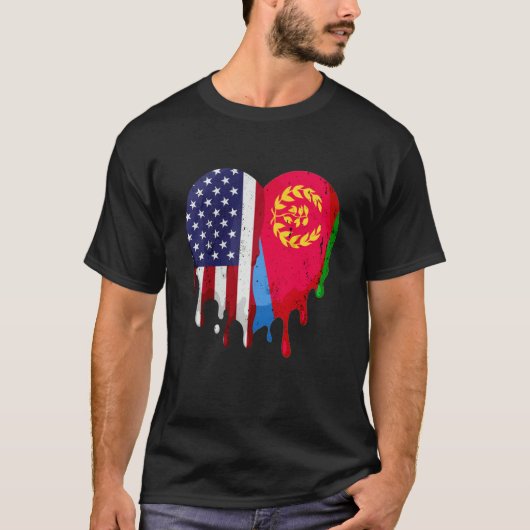 American Eritrean Heritage Month Eritrea Flag Hear Tシャツ (正面)