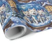 American Eskimo Dog Christmas Magical Snow Globe ラッピングペーパー (ロールコーナー)