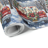 American Eskimo Dog Christmas Red Truck Holiday ラッピングペーパー (ロールコーナー)