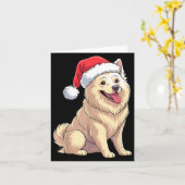 American Eskimo Dog Christmas Santa Hat Pet Dog Lo カード (黄色い花)