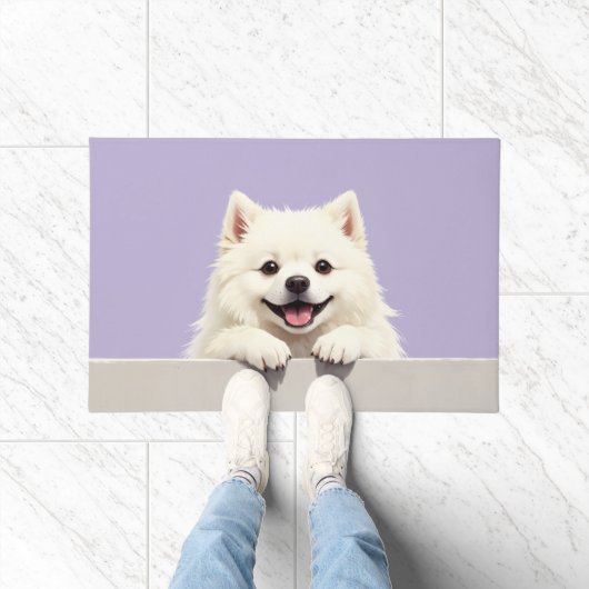 American Eskimo Dog Doormat Art ドアマット (室内)