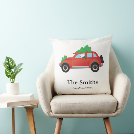 American Eskimo Dog Driving a Car - Tree on Top クッション (椅子)