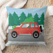 American Eskimo Dog Driving a Car - Tree on Top クッション (ブランケット)