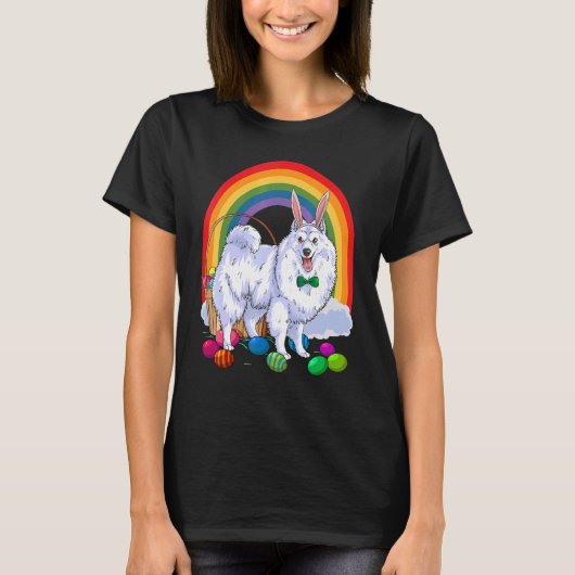 American Eskimo Dog Easter Eggs Bunny Tシャツ (正面)