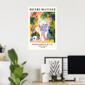 American Eskimo Dog on Toilet Funny Bathroom Print ポスター (ホームオフィス)