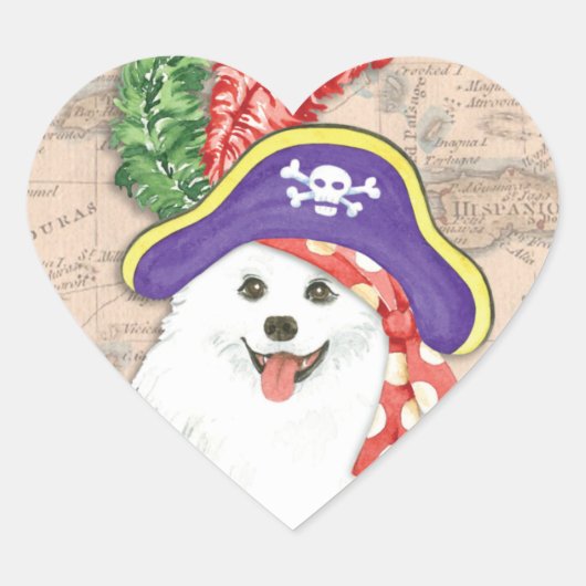 American Eskimo Dog Pirateハートシール ハートシール (正面)