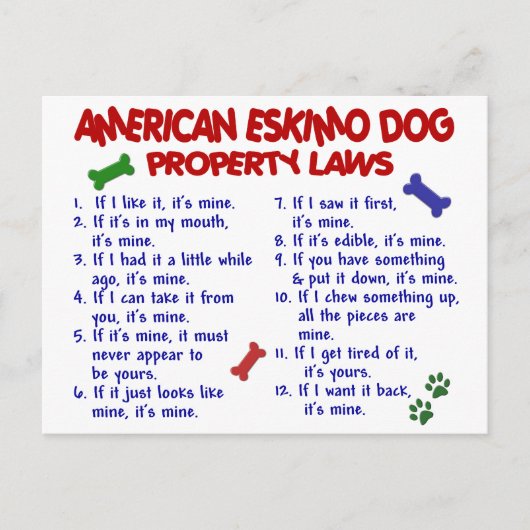 AMERICAN ESKIMO DOG Property Law 2 ポストカード (正面)