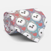 American Eskimo Dog Valentine Hearts Pattern Cute  ネクタイ (ロール)