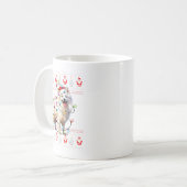 American Eskimo Dog Xmas Lights Ugly Sweater Chris コーヒーマグカップ (正面左)