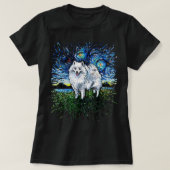 American Eskimo Japanese Spitz Starry Night Dog Ar Tシャツ (デザイン正面)