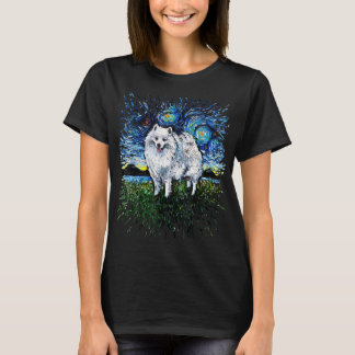 American Eskimo Japanese Spitz Starry Night Dog Ar Tシャツ