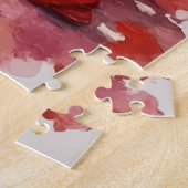 American Eskimo Valentine Dog Art with Hearts ジグソーパズル (側面)