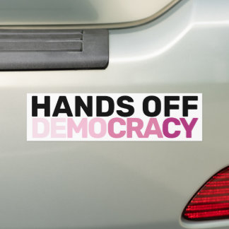 American Feminist Protest Art Hands Off Democracy  バンパーステッカー