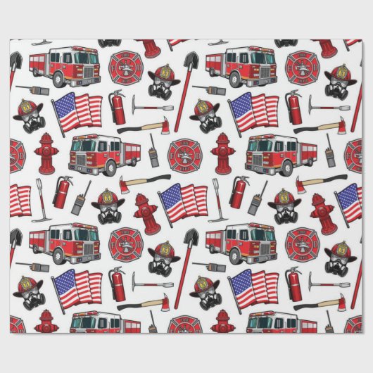 American Firefighting Pattern ラッピングペーパー (フラット)