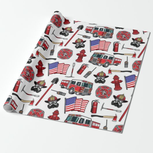 American Firefighting Pattern ラッピングペーパー (アンロールド)