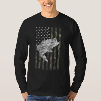 American Fish Fishing Patriotic USA Flag For Men W Tシャツ