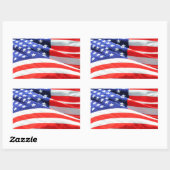 American Flagでは、写真の追加や文字のアップロードが可能 長方形シール (シート)