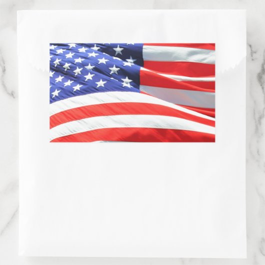 American Flagでは、写真の追加や文字のアップロードが可能 長方形シール (バッグ)