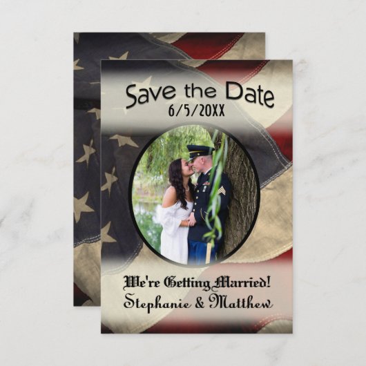 American Flag日付を写真付きで保存 セーブザデート (正面/裏面)