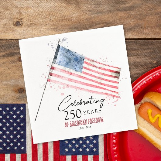 American Flag 250 Years Freedom 4th of July Party スタンダードカクテルナプキン
