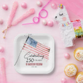 American Flag 250 Years Freedom 4th of July Party ペーパープレート (パーティー)