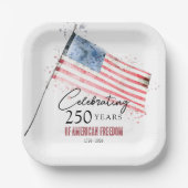 American Flag 250 Years Freedom 4th of July Party ペーパープレート (正面)