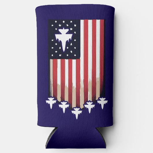 American Flag 4th of July-65079 スリム缶クーラー (正面)