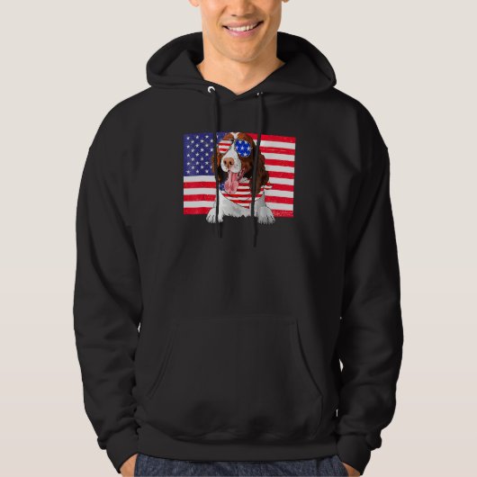 American Flag 4th Of July English Springer Spaniel パーカ (正面)