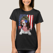 American Flag 4th Of July English Springer Spaniel Tシャツ (正面)