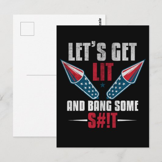 American Flag 4th of July Fireworks Celebration ポストカード (正面/裏面)