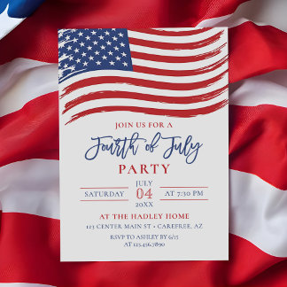 American Flag 4th of July Party 招待状