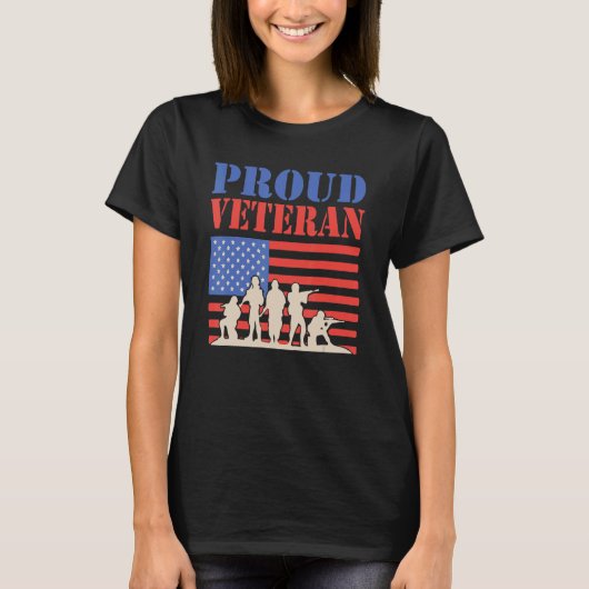 American Flag 4th Of July Proud Veteran Veteran's  Tシャツ (正面)