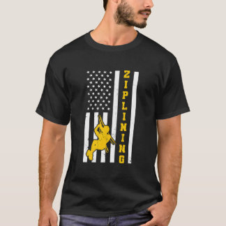 American Flag 4Th Of July Usa Ziplining Tシャツ