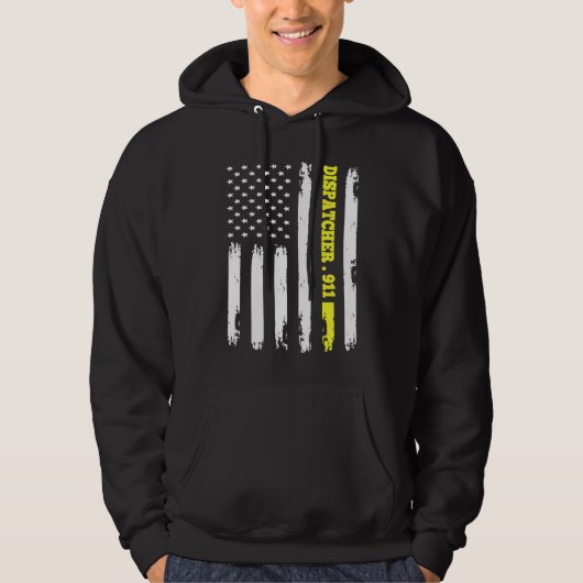 American Flag 911 Dispatcher T gold line USA Flag パーカ (正面)