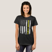 American Flag 911 Dispatcher T gold line USA Flag Tシャツ (正面フル)