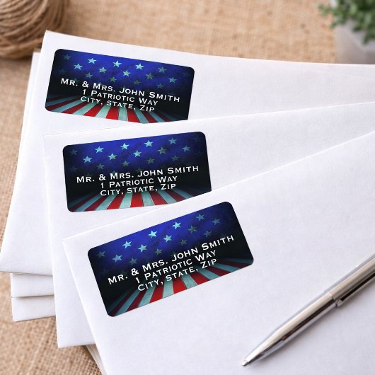 American Flag Abstract Return Address Label ラベル