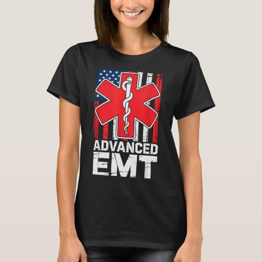 American Flag Advanced Emt Aemt Medical Technician Tシャツ (正面)