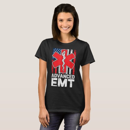 American Flag Advanced Emt Aemt Medical Technician Tシャツ (正面フル)