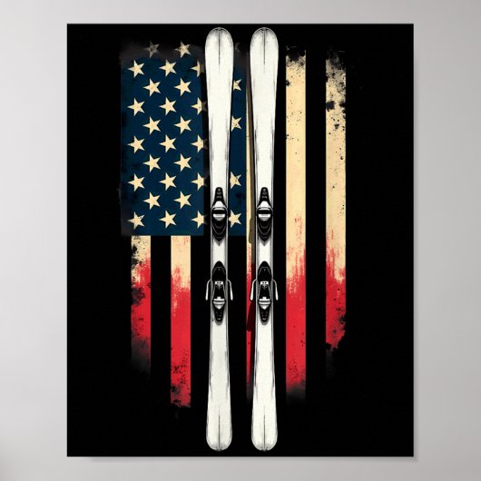 American Flag Alpine Skiing Skier _1  ポスター (正面)