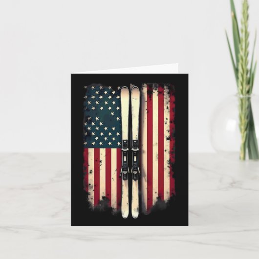 American Flag Alpine Skiing Skier 2  カード (正面)